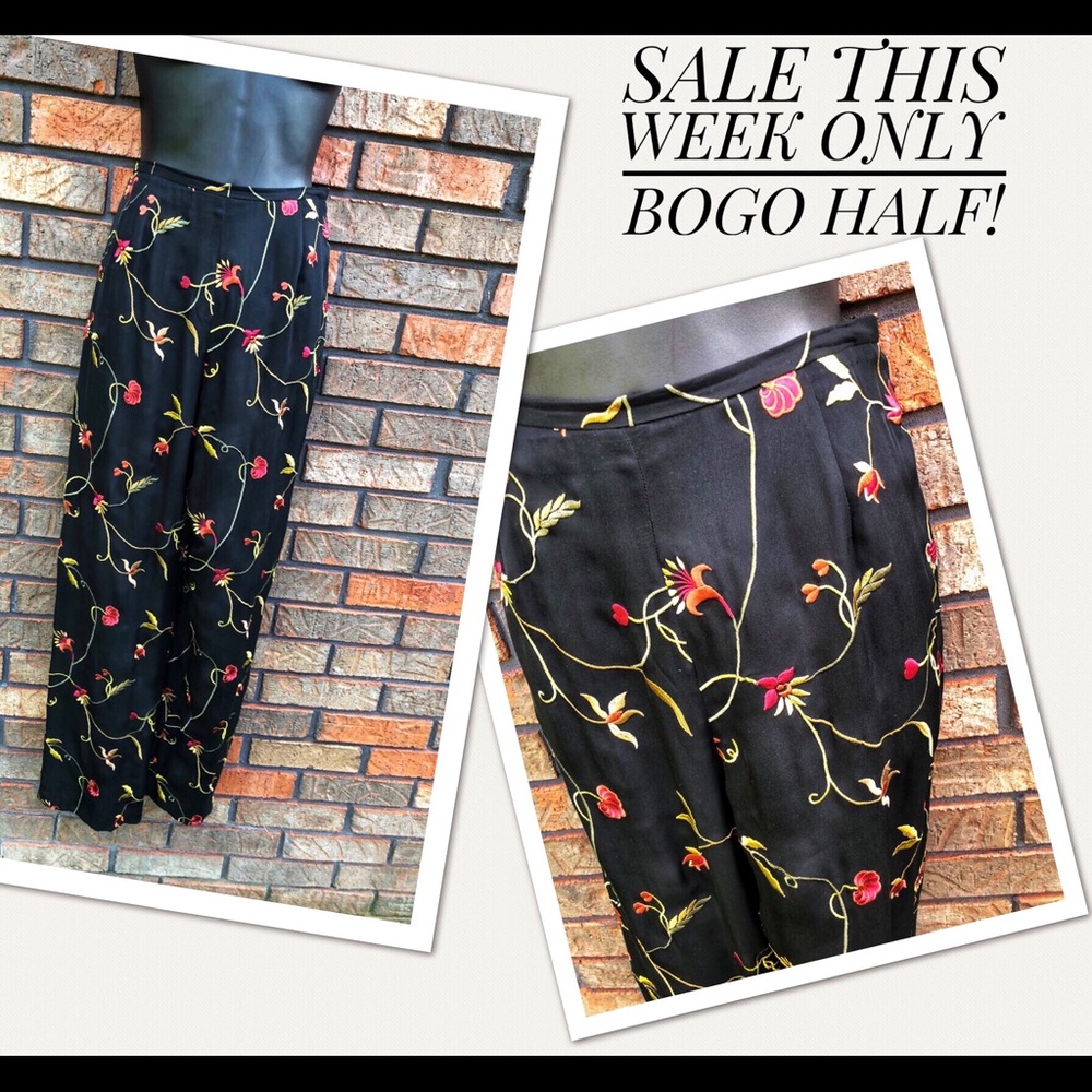 Josephine Chaus Silk pants 8 Petite floral